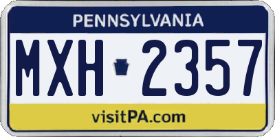 PA license plate MXH2357