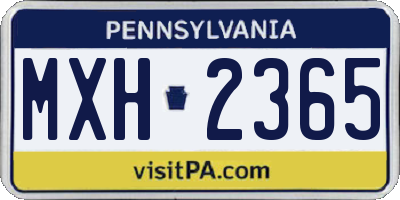 PA license plate MXH2365