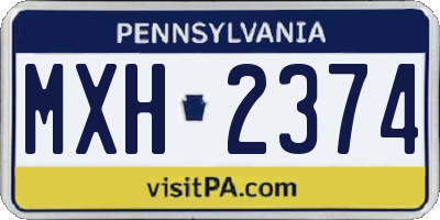 PA license plate MXH2374