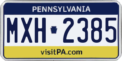 PA license plate MXH2385