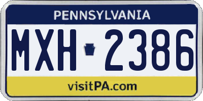 PA license plate MXH2386