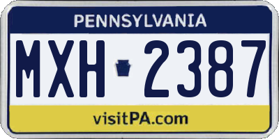 PA license plate MXH2387