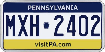 PA license plate MXH2402