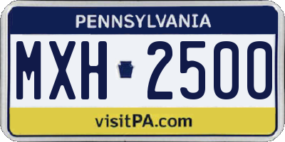 PA license plate MXH2500