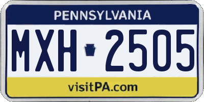 PA license plate MXH2505