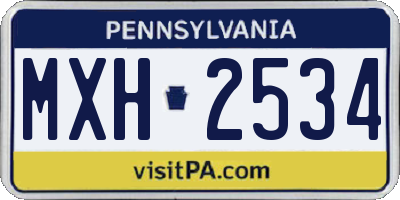 PA license plate MXH2534