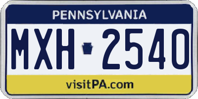PA license plate MXH2540