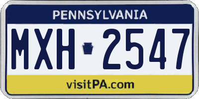 PA license plate MXH2547