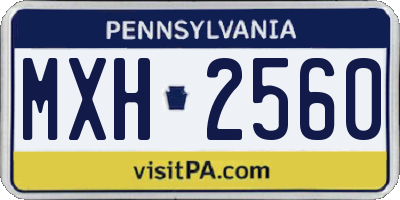 PA license plate MXH2560