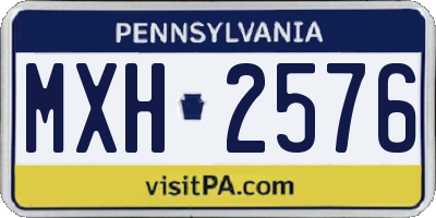PA license plate MXH2576