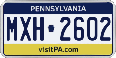 PA license plate MXH2602
