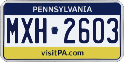 PA license plate MXH2603