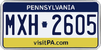 PA license plate MXH2605