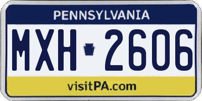 PA license plate MXH2606
