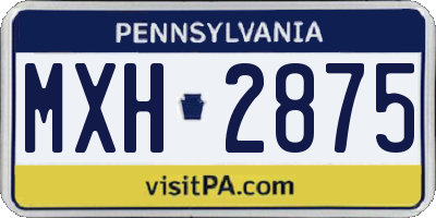 PA license plate MXH2875