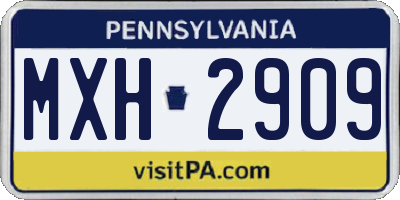 PA license plate MXH2909