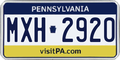 PA license plate MXH2920