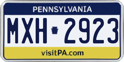 PA license plate MXH2923