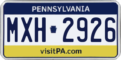 PA license plate MXH2926
