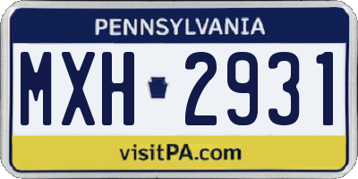 PA license plate MXH2931