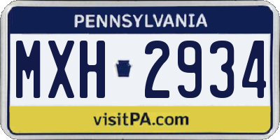 PA license plate MXH2934