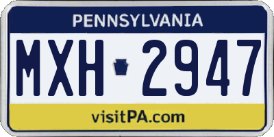 PA license plate MXH2947