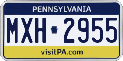 PA license plate MXH2955