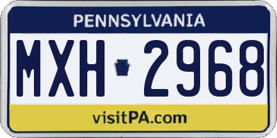 PA license plate MXH2968