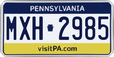 PA license plate MXH2985