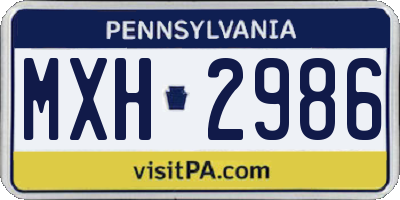 PA license plate MXH2986