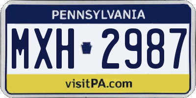 PA license plate MXH2987