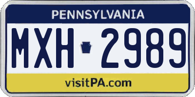 PA license plate MXH2989