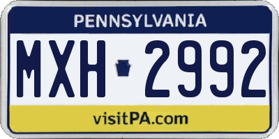 PA license plate MXH2992