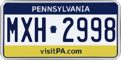 PA license plate MXH2998