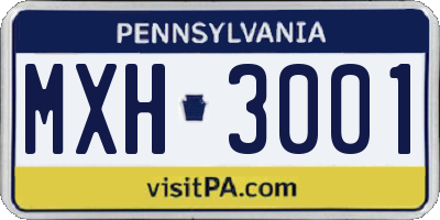 PA license plate MXH3001