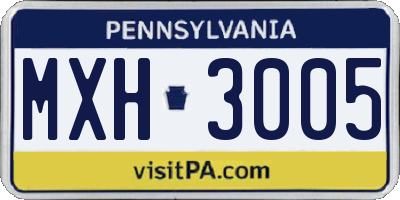 PA license plate MXH3005