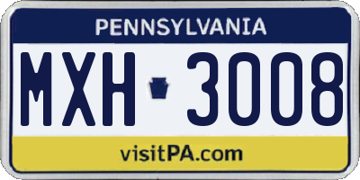 PA license plate MXH3008