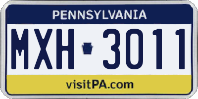 PA license plate MXH3011