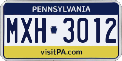 PA license plate MXH3012