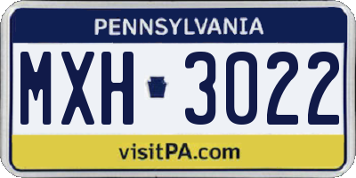 PA license plate MXH3022