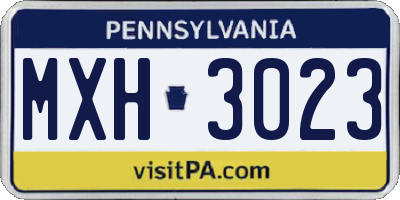 PA license plate MXH3023