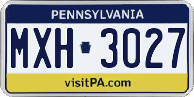 PA license plate MXH3027