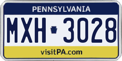 PA license plate MXH3028