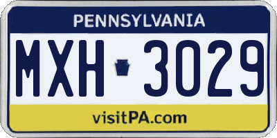 PA license plate MXH3029