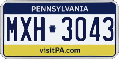 PA license plate MXH3043