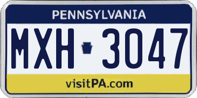 PA license plate MXH3047