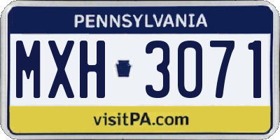 PA license plate MXH3071