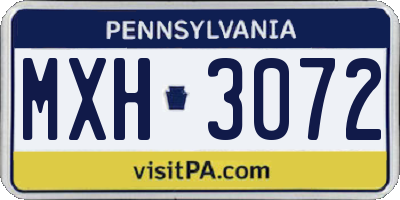 PA license plate MXH3072