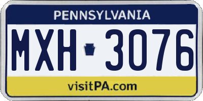 PA license plate MXH3076
