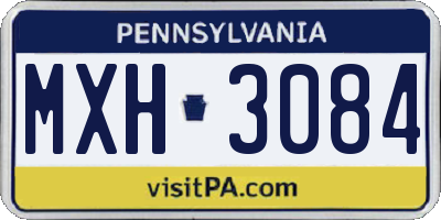 PA license plate MXH3084